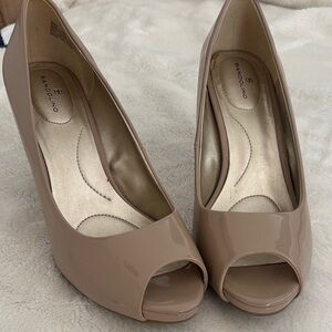 Bandolino Women's Patent Peep Toe Heels - Beige